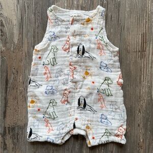 Baby Angel Dear Sleeveless Puppy Romper 3-6 Months Snaps Shorts White Blue Green